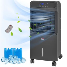 Portable Evaporative Air Cooler 3-in-1 Ice Cooling Fan with Remote Oscillation Timer Black for Home Office