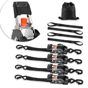 Retractable Ratchet Straps, 1 in x 6 ft, Tie Down Straps with S Hooks, 1200 lbs Break Strength, 4 Soft Loops, Tie Down Ratcheting for Moving, Tra