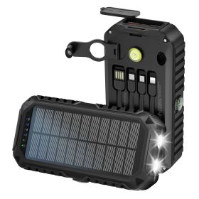 40000mAh Solar Hand Crank Power Bank with Built-in 4 Cables, Emergency Portable Charger with Flashlight for Camping, Hurricanes, Travel