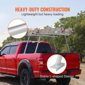 Truck Rack, 800 lbs Capacity, 19-34in Adjustable Height, Aluminum Ladder Rack for Truck with 8 Non-Drilling C-clamps