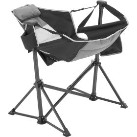 Reclining Camping Chair, 300 lbs Load Camping Hammock Chair, Rocking Lounge Folding Chair with Cup Holder Storage Bag Headrest & Adjustable Backr