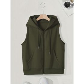 Women's Sleeveless Slim-fit Cardigan Zip Sweater (Option: Army Green-3XL)