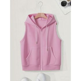 Women's Sleeveless Slim-fit Cardigan Zip Sweater (Option: Pink-3XL)