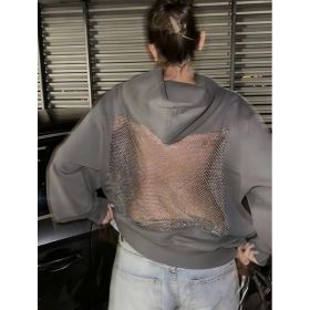 Women's Hooded Sportswear Casual Long Sleeved Shirt (Option: Grey-S)