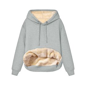 Warm Berber Fleece Pocket Hooded Sweatshirt Coat (Option: Light Gray-S)