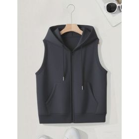 Women's Sleeveless Slim-fit Cardigan Zip Sweater (Option: Dark Grey-2XL)