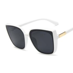 Designer Cat Eye Sunglasses Woman Vintage Black Mirror Sun Glasses For Fashion Big Frame Cool Sexy Female Oculos (Frame Color: As Picture, Lenses Color: white gray)