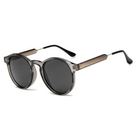 2022 Retro Round Sunglasses Women Men Brand Design Transparent Female Sun Glasses Men Oculos De Sol Feminino Lunette Soleil (Frame Color: As Picture, Lenses Color: gray)
