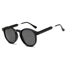 2022 Retro Round Sunglasses Women Men Brand Design Transparent Female Sun Glasses Men Oculos De Sol Feminino Lunette Soleil (Frame Color: As Picture, Lenses Color: black)
