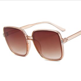 Fashion Square Sunglasses Woman Retro Vintage Gradient Sun Glasses Female Clear Lens Black White Designer Oculos De Sol UV400 (Frame Color: As Picture, Lenses Color: brown)
