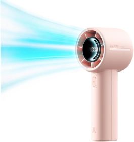 Handheld Turbo Fan, 5000mAh Rechargeable Portable Fan, Up to 28H Runtime, 5-Speed Powerful Airflow (Color: Pink   LED Display)