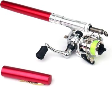 Fishing Rod Reel Combo Mini Pen Fishing Pole Kit Telescopic Fishing Rod Spinning Reel Combo Kit (size: Red   1.4 m)