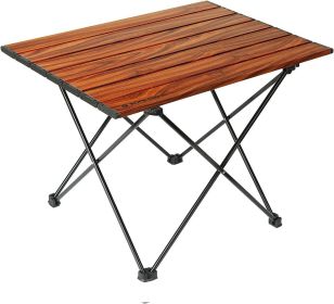 Portable Camping Table Ultralight Aluminum Camp Table Folding Beach Table for Camping Hiking Backpacking Outdoor Picnic, Size M (size: Wood Grain  Medium)