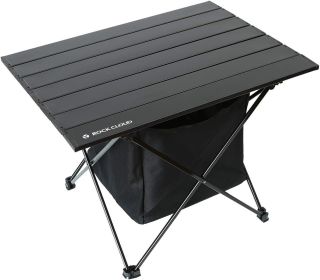 Portable Camping Table Ultralight Aluminum Camp Table Folding Beach Table for Camping Hiking Backpacking Outdoor Picnic, Size M (size: Black, With Storage Bag  Medium)