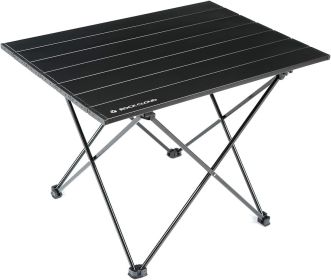 Portable Camping Table Ultralight Aluminum Camp Table Folding Beach Table for Camping Hiking Backpacking Outdoor Picnic, Size M (size: Black    Medium)