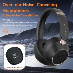 CYBORIS Active Noise Cancelling Headphones, Bluetooth 5.4 Wireless on Ear ANC Headphone with 65H Playtime, Deep Bass, Low Latency (Color: Black)