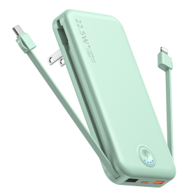 12000mAh Portable Power Bank with Built in Cables Mobile Phone Portable Charger Power Phone Charger Backup Battery for IPhone,Andriod Phone (Color: Cyan)