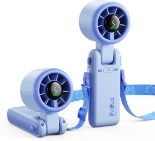 Portable Handheld Turbo Fan, 5 Gear Wind, Battery Operated, Up to 12 Working Hours (Color: Ice blue)