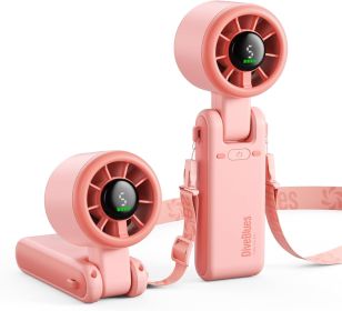 Portable Handheld Turbo Fan, 5 Gear Wind, Battery Operated, Up to 12 Working Hours (Color: Versailles Rose)