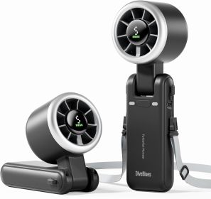 Portable Handheld Turbo Fan, 5 Gear Wind, Battery Operated, Up to 12 Working Hours (Color: Obsidian black)