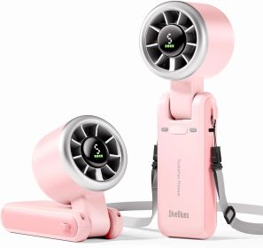 Portable Handheld Turbo Fan, 5 Gear Wind, Battery Operated, Up to 12 Working Hours (Color: Millennial Pink)