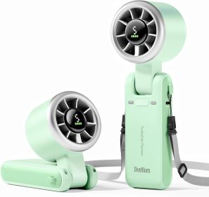 Portable Handheld Turbo Fan, 5 Gear Wind, Battery Operated, Up to 12 Working Hours (Color: Mint Mambo)