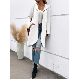 Personality Street Zip Hooded Long Velvet Lining Sweatshirt (Option: White-XXXXL)