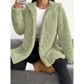 Hooded Loose Plush Coat Women's Regular Sleeve (Option: Green-M)