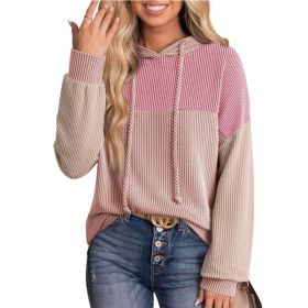 New-style Color-block Long-sleeve Hoodie With A Loose Fit (Option: Pink-M)