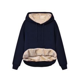 Warm Berber Fleece Pocket Hooded Sweatshirt Coat (Option: Sapphire Blue-L)