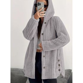 Hooded Loose Plush Coat Women's Regular Sleeve (Option: Light Gray-L)