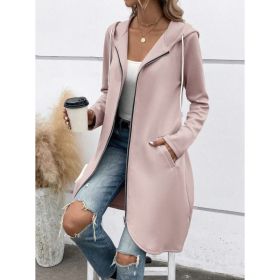 Personality Street Zip Hooded Long Velvet Lining Sweatshirt (Option: Lotus Root Color-L)