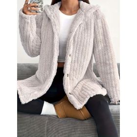 Hooded Loose Plush Coat Women's Regular Sleeve (Option: Apricot-L)
